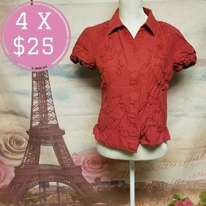 Christopher and Banks embroidered button down shir